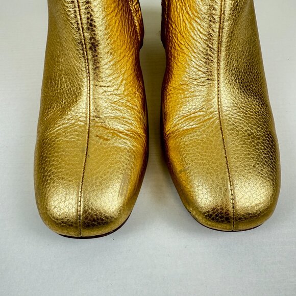 EUC Maryam Nassir Zadeh Gold Agnes Pebbled Leather Ankle Boots - Picture 5 of 13